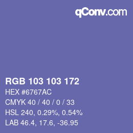 カラーコード: RGB 103 103 172 | qconv.com
