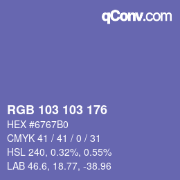 Color code: RGB 103 103 176 | qconv.com