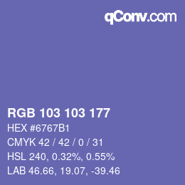 Color code: RGB 103 103 177 | qconv.com