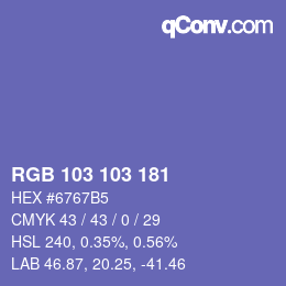 カラーコード: RGB 103 103 181 | qconv.com