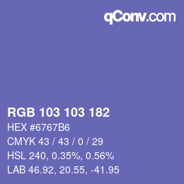 Color code: RGB 103 103 182 | qconv.com