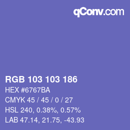 Color code: RGB 103 103 186 | qconv.com