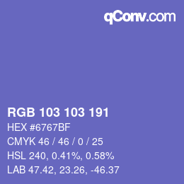 カラーコード: RGB 103 103 191 | qconv.com