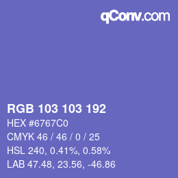 カラーコード: RGB 103 103 192 | qconv.com