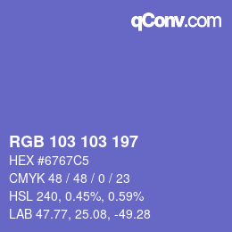 カラーコード: RGB 103 103 197 | qconv.com