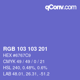 Color code: RGB 103 103 201 | qconv.com