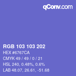 Color code: RGB 103 103 202 | qconv.com