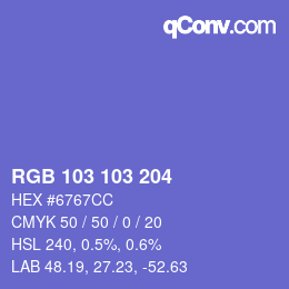 Color code: RGB 103 103 204 | qconv.com