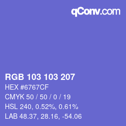 Color code: RGB 103 103 207 | qconv.com