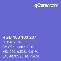カラーコード: RGB 103 103 207 | qconv.com