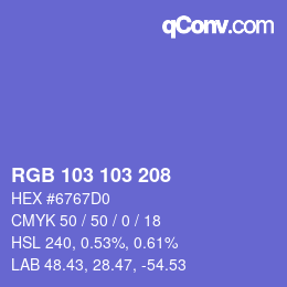 Color code: RGB 103 103 208 | qconv.com