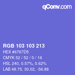 カラーコード: RGB 103 103 213 | qconv.com