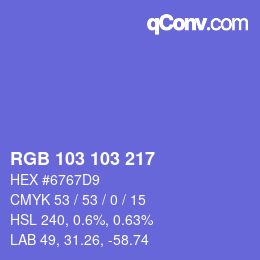 Color code: RGB 103 103 217 | qconv.com