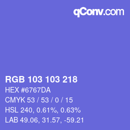 Color code: RGB 103 103 218 | qconv.com