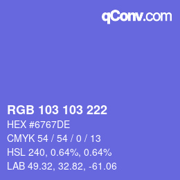 カラーコード: RGB 103 103 222 | qconv.com
