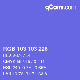Color code: RGB 103 103 228 | qconv.com