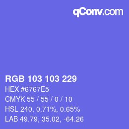 Color code: RGB 103 103 229 | qconv.com