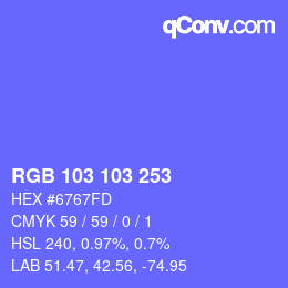 Farbcode: RGB 103 103 253 | qconv.com