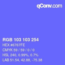 Color code: RGB 103 103 254 | qconv.com