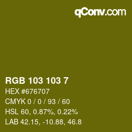 Farbcode: RGB 103 103 7 | qconv.com