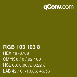 Farbcode: RGB 103 103 8 | qconv.com