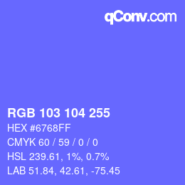 Color code: RGB 103 104 255 | qconv.com