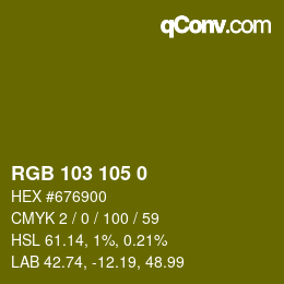Color code: RGB 103 105 0 | qconv.com