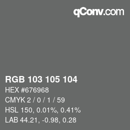 Farbcode: RGB 103 105 104 | qconv.com