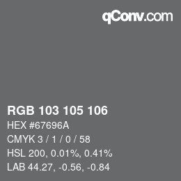 Color code: RGB 103 105 106 | qconv.com