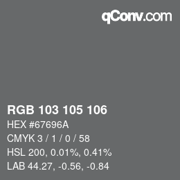 Color code: RGB 103 105 106 | qconv.com