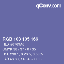 Color code: RGB 103 105 166 | qconv.com