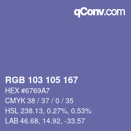 Color code: RGB 103 105 167 | qconv.com