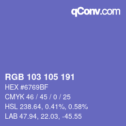 Color code: RGB 103 105 191 | qconv.com