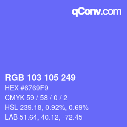 Color code: RGB 103 105 249 | qconv.com