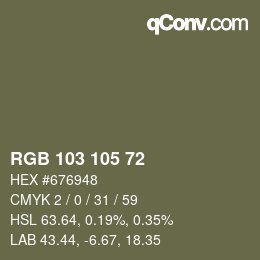 カラーコード: RGB 103 105 72 | qconv.com