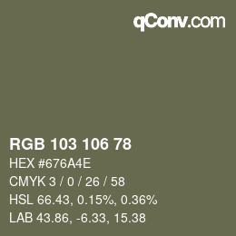Farbcode: RGB 103 106 78 | qconv.com
