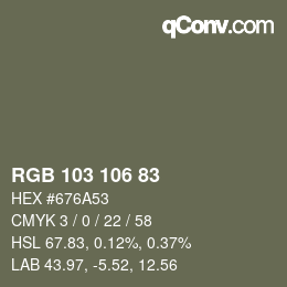 Farbcode: RGB 103 106 83 | qconv.com