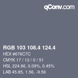 カラーコード: RGB 103 108.4 124.4 | qconv.com