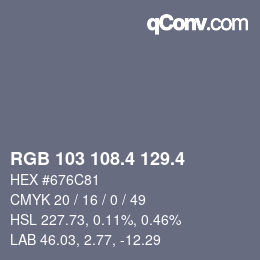 カラーコード: RGB 103 108.4 129.4 | qconv.com