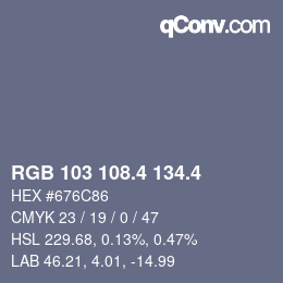 カラーコード: RGB 103 108.4 134.4 | qconv.com