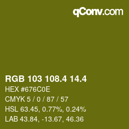 カラーコード: RGB 103 108.4 14.4 | qconv.com