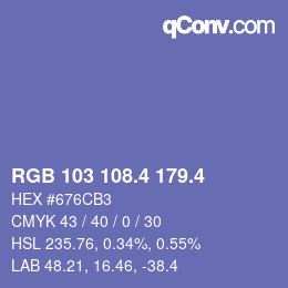 カラーコード: RGB 103 108.4 179.4 | qconv.com