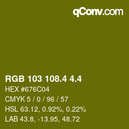 カラーコード: RGB 103 108.4 4.4 | qconv.com