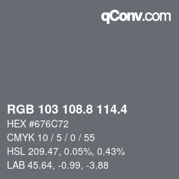 カラーコード: RGB 103 108.8 114.4 | qconv.com