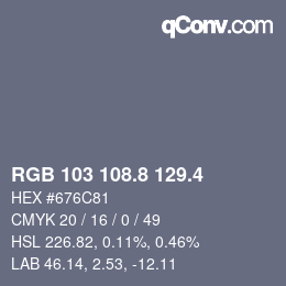 カラーコード: RGB 103 108.8 129.4 | qconv.com