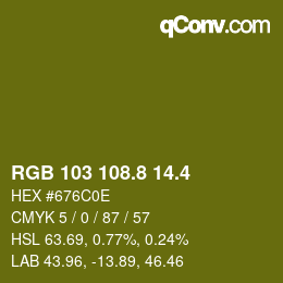 カラーコード: RGB 103 108.8 14.4 | qconv.com