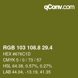 カラーコード: RGB 103 108.8 29.4 | qconv.com