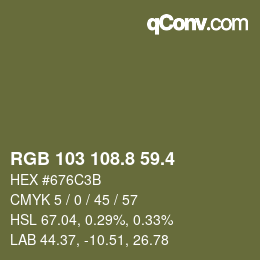 カラーコード: RGB 103 108.8 59.4 | qconv.com