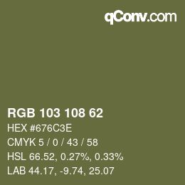 カラーコード: RGB 103 108 62 | qconv.com