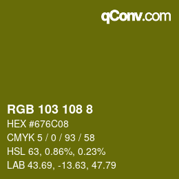 カラーコード: RGB 103 108 8 | qconv.com
